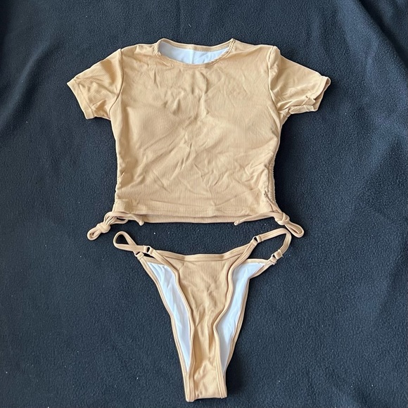 ribbed ruched t shirt bikini set Oct sale - Picture 5 of 5